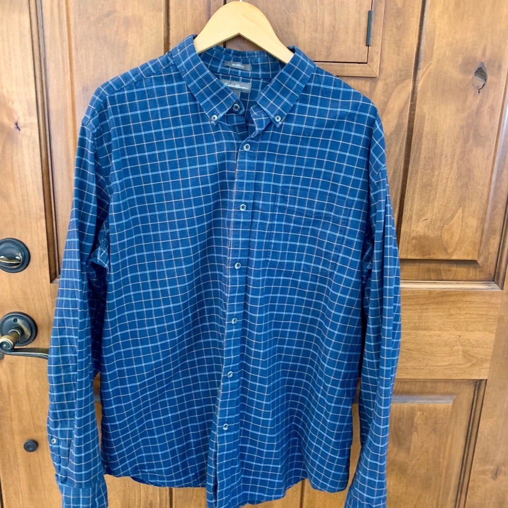 Men’s Eddie Bauer Blue Checkered Shirt